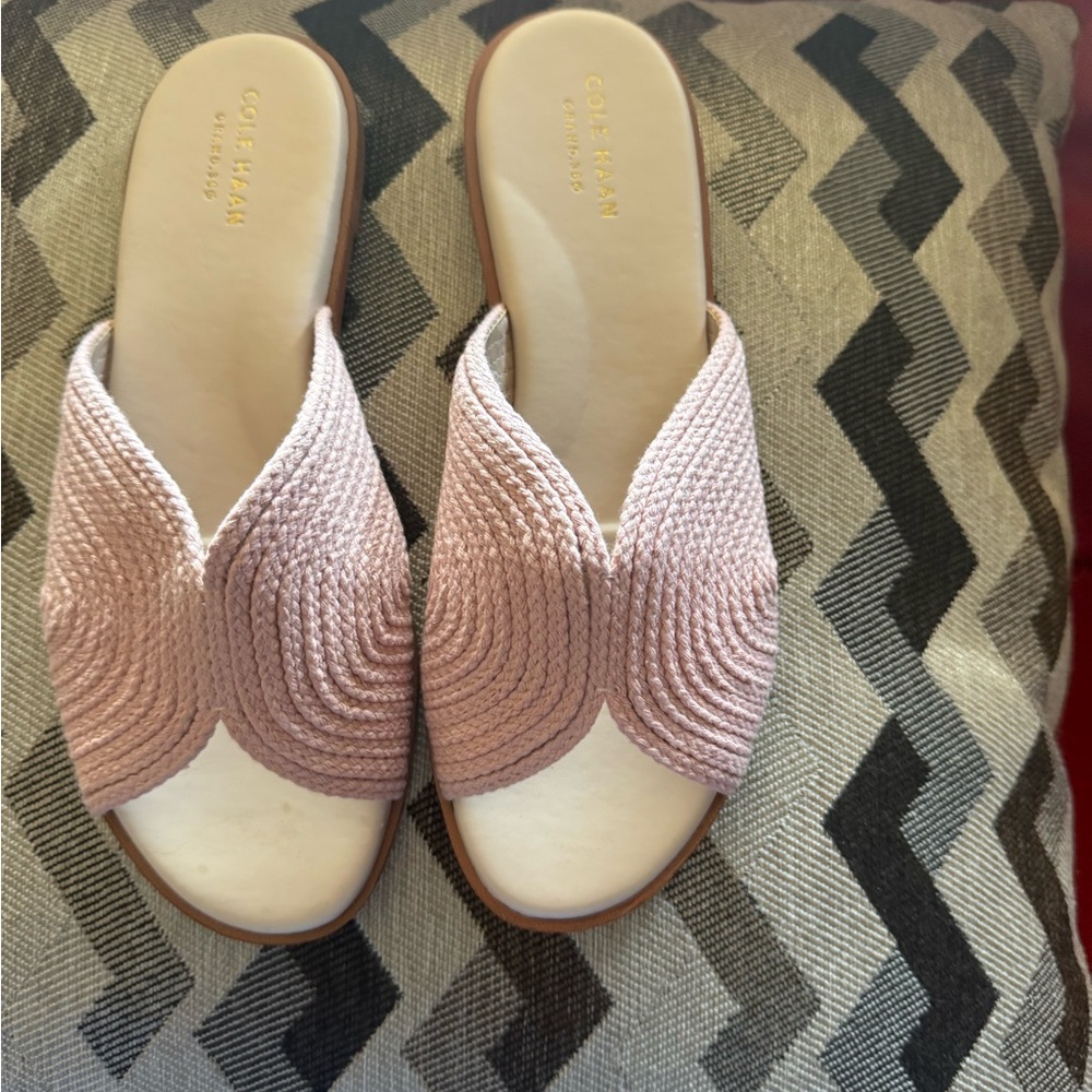 Cole Haan Pink Woven Ansley Slide Sandals